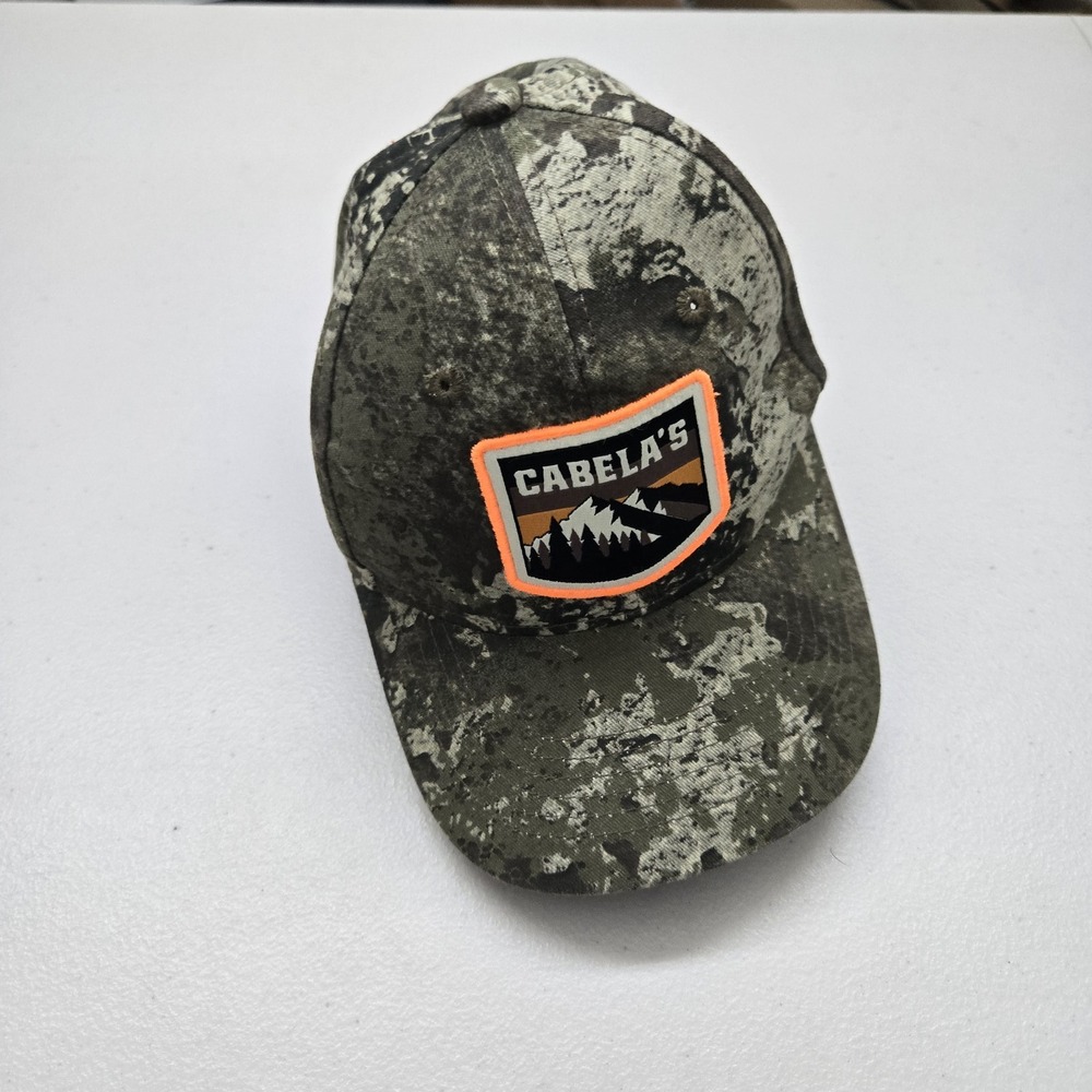 Cabela's Unisex‎ Baseball Cap YOUTH Camo Green With Orange Accents